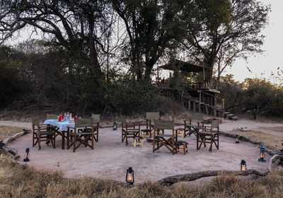 Outdoor camp fire and dining